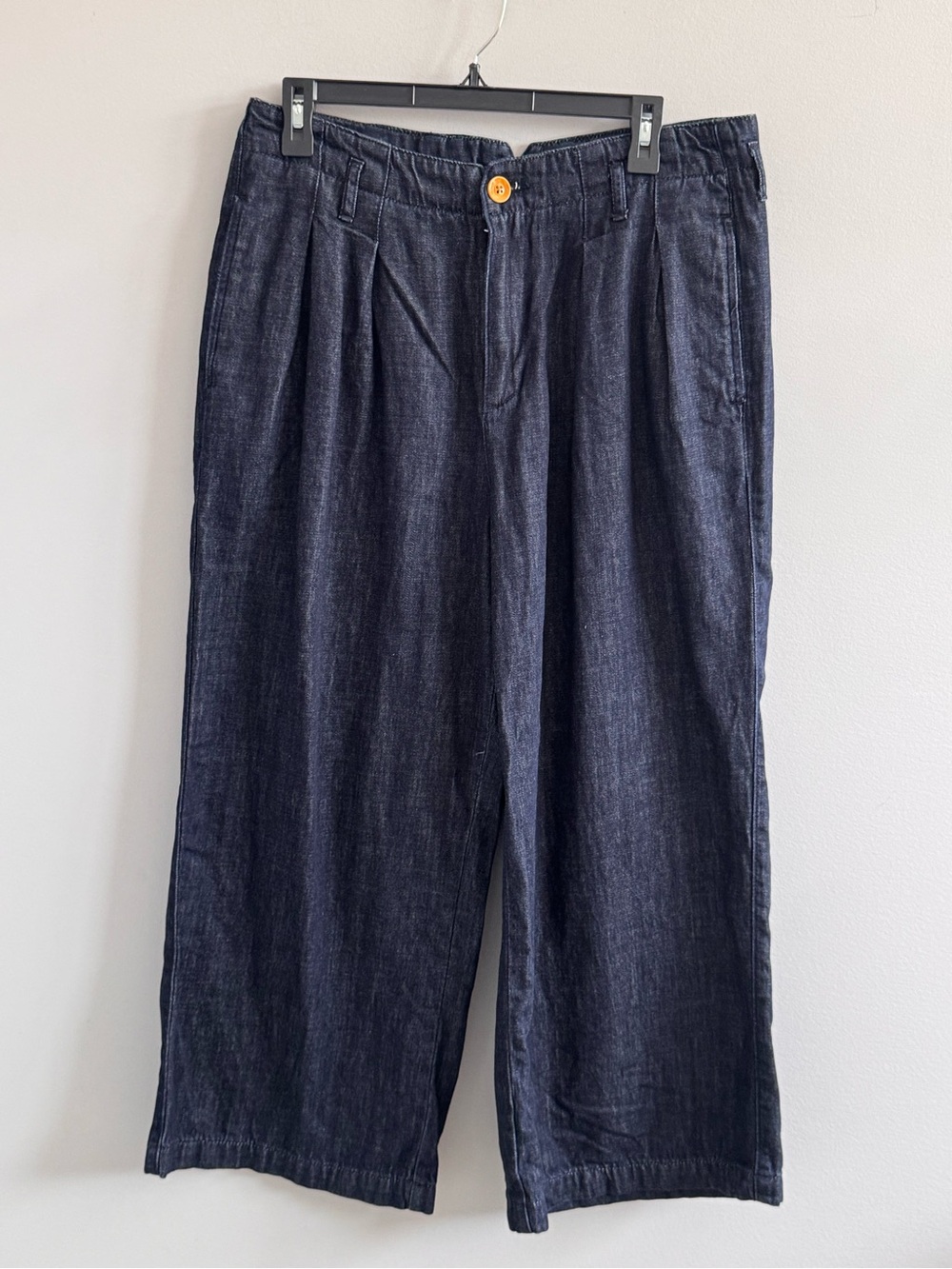 Maeve Anthropologie Size 31 Pleated Wide Leg Cropped Denim‎ Pants